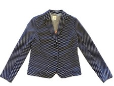 Gap Women's Academy Blazer Navy White Polka Dot Woven Preppy Academia Sz 6