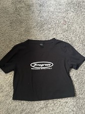 DAZY Black Ribbed Knit Cropped Short Sleeve Logo T-Shirt 'Progress Effectively'  
