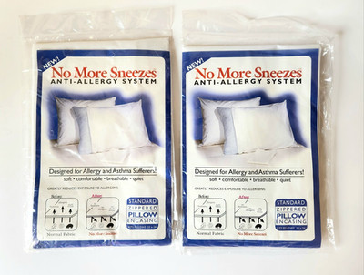 Two NIB NO MORE SNEEZES Anti Allergy System Pillow Encasing Standard 20''x26'' #03