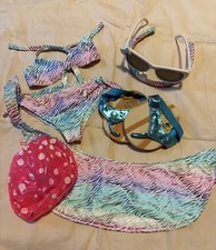 Build A Bear Bikini Swimsuit With Wrap Headband Sunglasses Sandals Beach Ball
