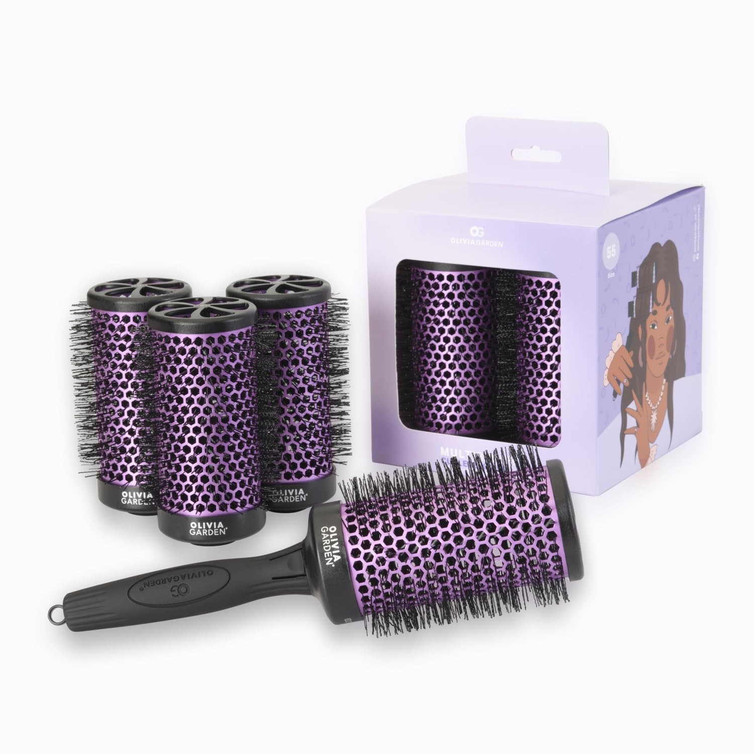 Multibrush curlers kit taille 55 avec 4 barillets et 1 manche détachable