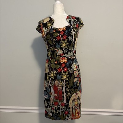 Grace Karin Dress Womens Small Frida Kahlo Stretch Cotton Print Pencil Retro