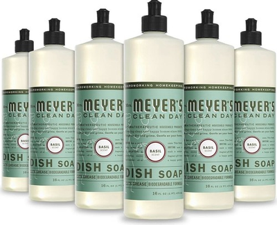 #ad MRS. MEYER#x27;S CLEAN DAY Liquid Dish Soap Basil Scent 6 Pack Each 16 fl. oz $29.99