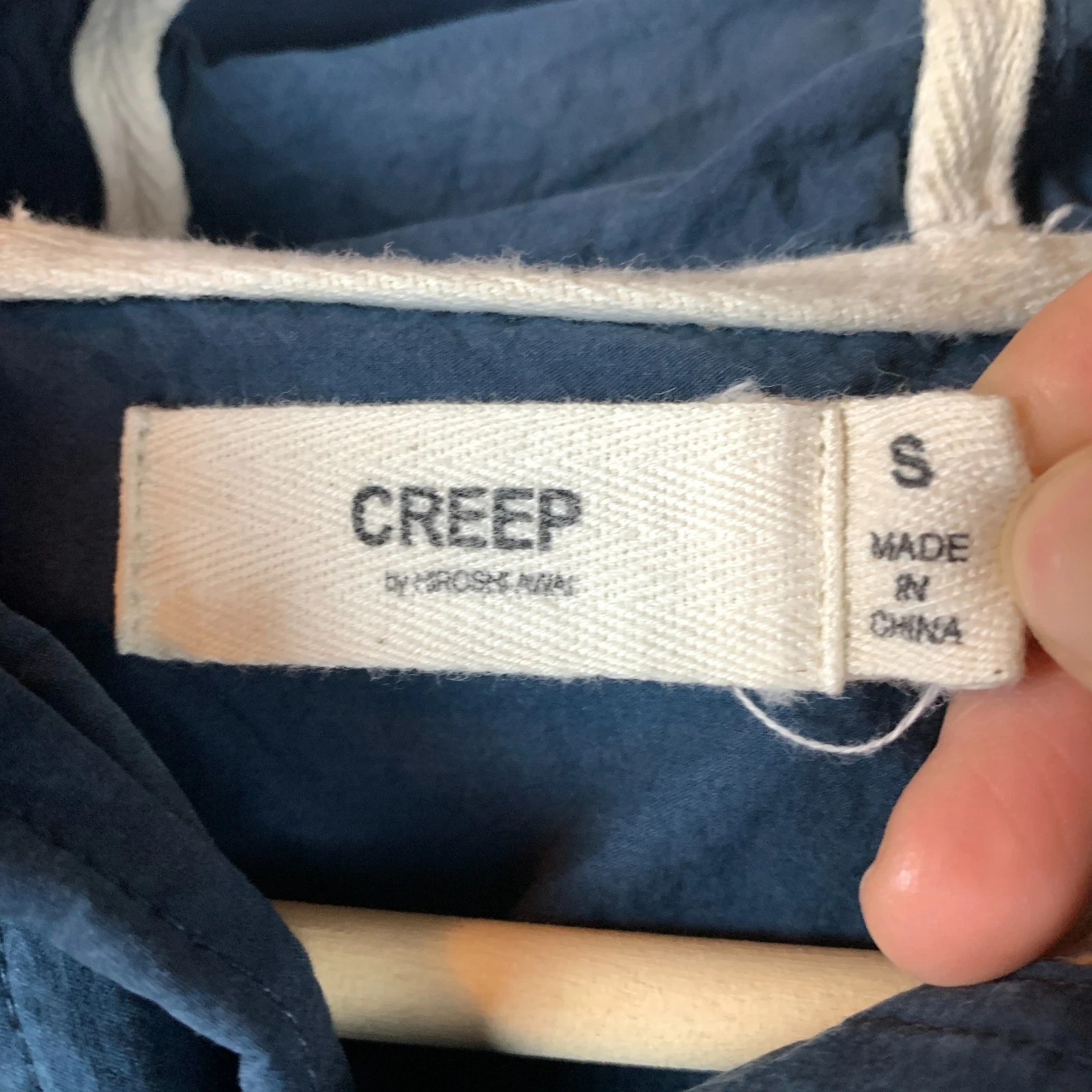 Creep Clothing By Hiroshi Awai Parka Jacket Small Navy Cotton Hooded Henley Coat - product detail image 4