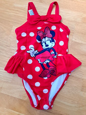 Disney Store Toddler Girls Red Ruffled Polka Dot Minnie Mouse Swimsuit Size 2