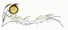 32" Hand Carved Wood and Metal SANDPIPER BIRDS WALL Art Nautical Coastal Cottage