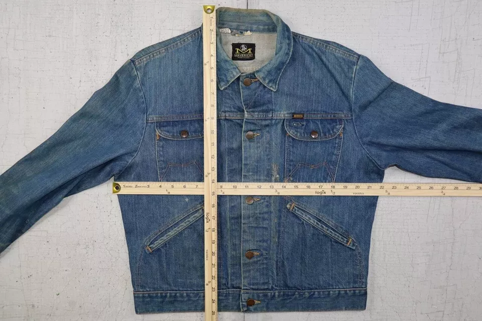 复古 70 年代 Maverick 夹克蓝色铃铛美国制造牛仔卡车司机 44 码 — 第 4/4 张图片