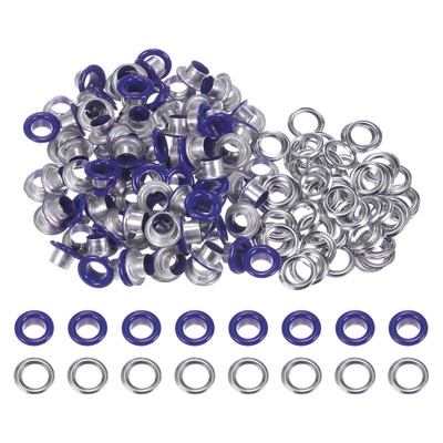 100er Set Runde Tüllen 6 mm Loch Metallösen mit Unterlegscheiben, dunkelblau