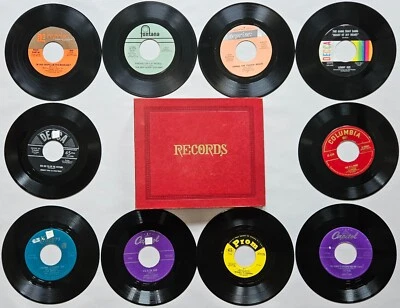 7" Lot #46 TESTED 45s in 10-Sleeve Record Album Binder Book 1950s 1960s Variety - Photo 1/4
