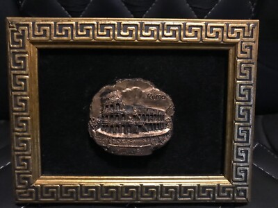 Framed 3D Roman Colosseum Gold Emblem with Gilded Frame Italy/ Rome Souvenir