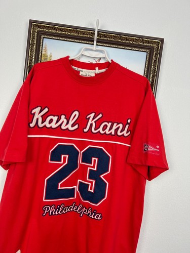 Vintage Karl Kani Baseball Jersey Hip Hop Rap Red Tee Over Print Philadelphia L - Picture 3 of 14