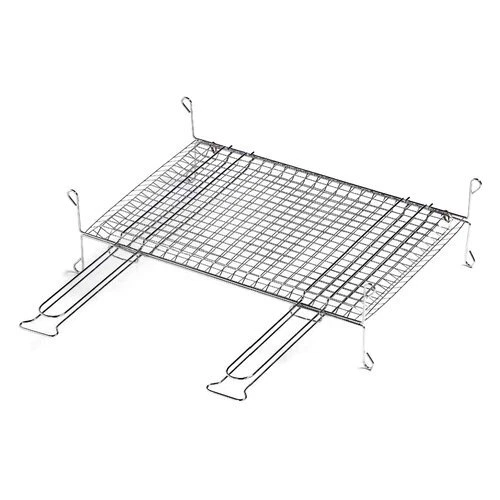 Ompagrill Griglia barbecue rete doppia con piedi acciaio (60x40cm) Cromo lucido