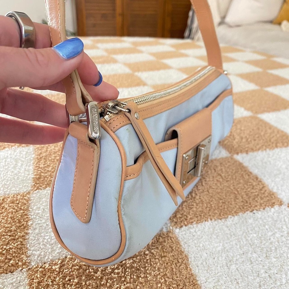 RALPH LAUREN BLUE GREY TAN MINI SHOULDER BAG VINTAGE | eBay