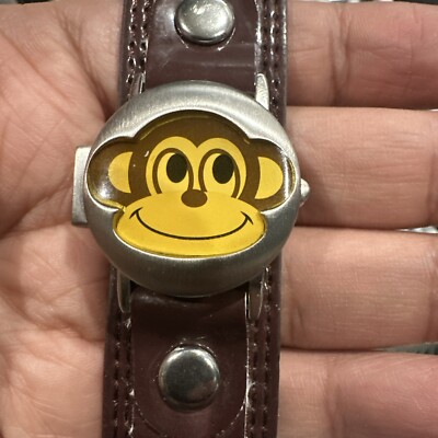 Working Kids Watch Covered With Monkey Faux leather Band New Battery