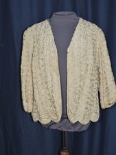 1950's Ivory Swirled Ribbon Jacket MED