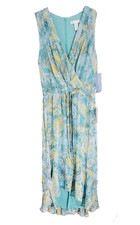 London Times Maxi Womens Dress V Neck Paisley Sleeveless Multicolored Size 4