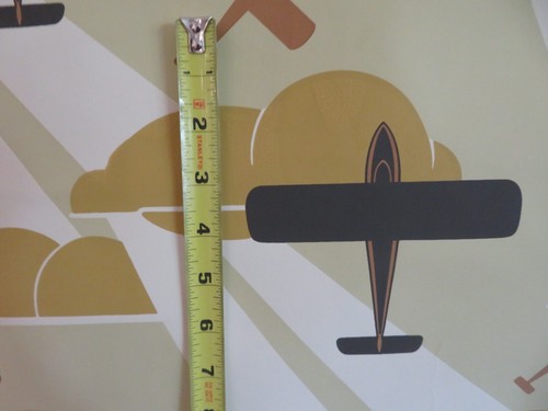 Vintage 2005 Hand Printed Bradbury & Bradbury Aeroplane Wallpaper Never Used BTY - Picture 5 of 7