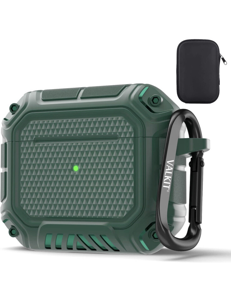 Valkit Compatible Airpods Case Cover Hard Shell Shockproof Army Green