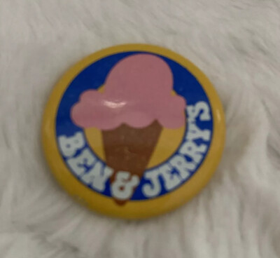 Vintage Ben And Jerry's Ice Cream Advertising Button Pinback Pin - 1''