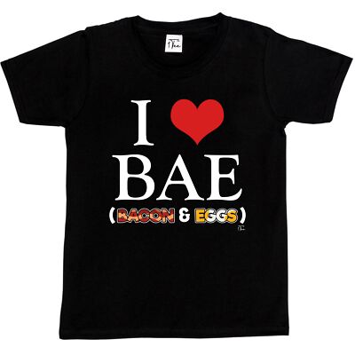 1 T-Shirt Kinder Jungen I Love Bae Speck und Eier