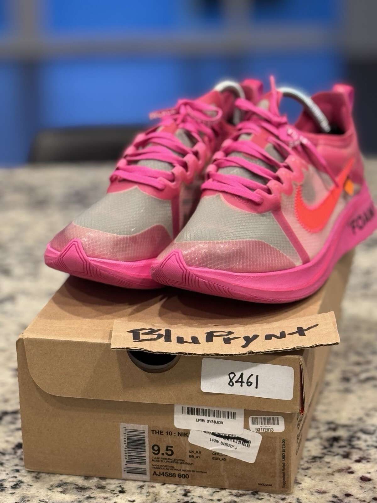 OFF WHITE X NIKE Taglia 9 5 Nike Off White x Zoom Fly SP rosa tulipano