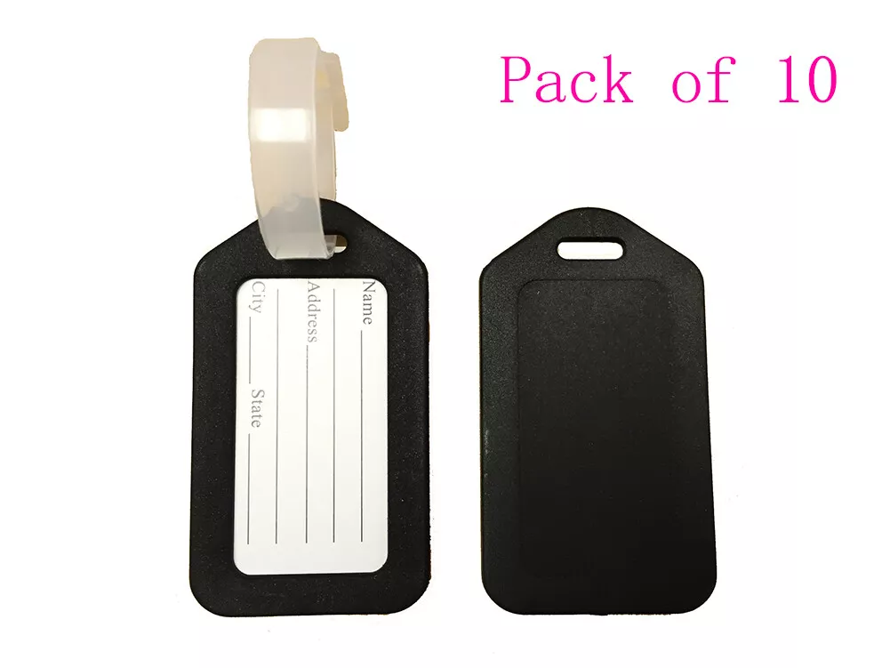 Pack of 10 Travel Luggage Bag Tag Plastic Suitcase Baggage Office Label,  Black