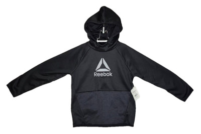 Reebok Hoodie Youths Size 6/7 Black Fleece Hooded Logo Sweatshirt