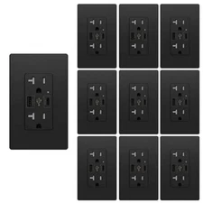 USB Type C Wall Outlet PD 24W Power Delivery, 15 Amp, 4.8A, Receptacle, 10Pack