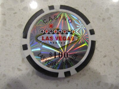 LASVEGAS casino chips　$100 カジノチップ10枚セット $100 Black Laser Holo Casino Chip Las Vegas Welcome Sign +