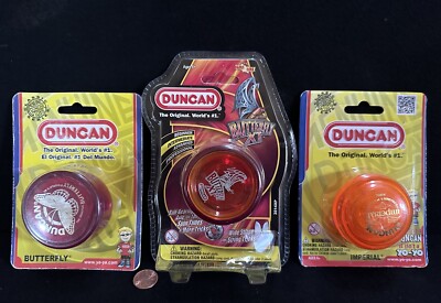 Lot of 3 NEW Duncan Yo-Yo's: Imperial - Butterfly & Butterfly XT - Unopened!