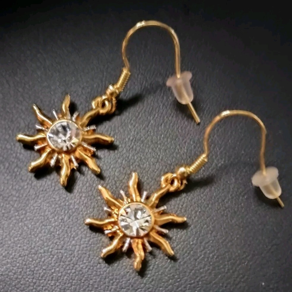 Vintage Celestial Rhinestone Dangle Earrings By P… - image 4