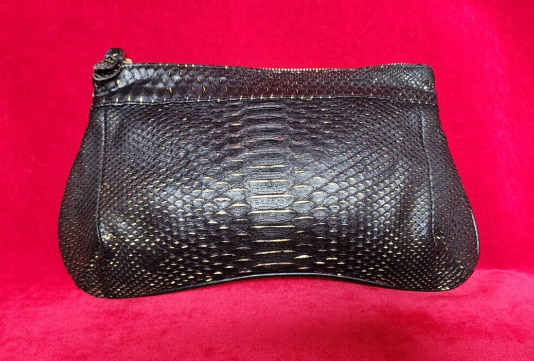 Rashedah Black & Gold Python Clutch Bag - image 1