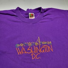 Vtg Washington D.C. T-Shirt Mens XL Purple Embroidered Single Stitch 90s T93