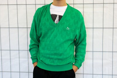 Puma Vintage 90s 90s Pullover Sweatshirt Knit Sweater Size M D5 Green JK2