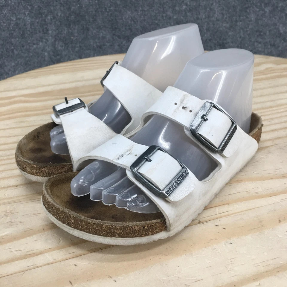 Босоножки Birkenstock молодежные 31 Arizona шлепанцы белые кожаные с пряжкой повседневные туфли на плоской подошве - Изображение 3 из 4