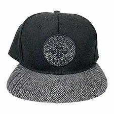 New Affliction Flat Brim Felt Snapback Hat Cap Black Gray Adjustable Logo Script