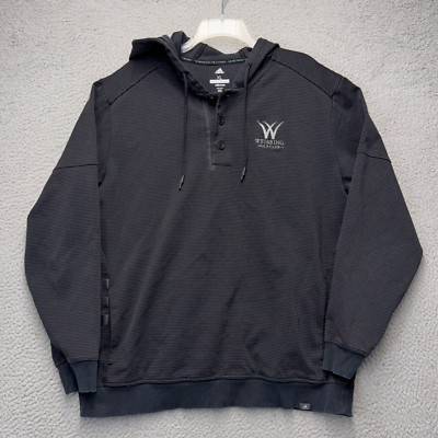 Adidas Adicross Hoodie Mens XL Gray Golf Pullover Pockets 1/4 Button Embroidered