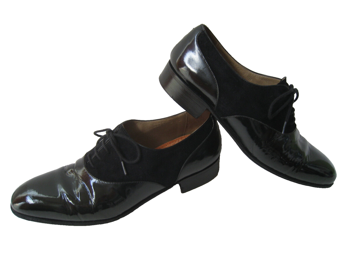 NEIMAN MARCUS BLACK PATENT LEATHER - SUEDE TUXEDO OXFORDS 