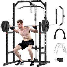 Power Cage Power Rack Squat Rack with Pulley System Strength Training Home Gym