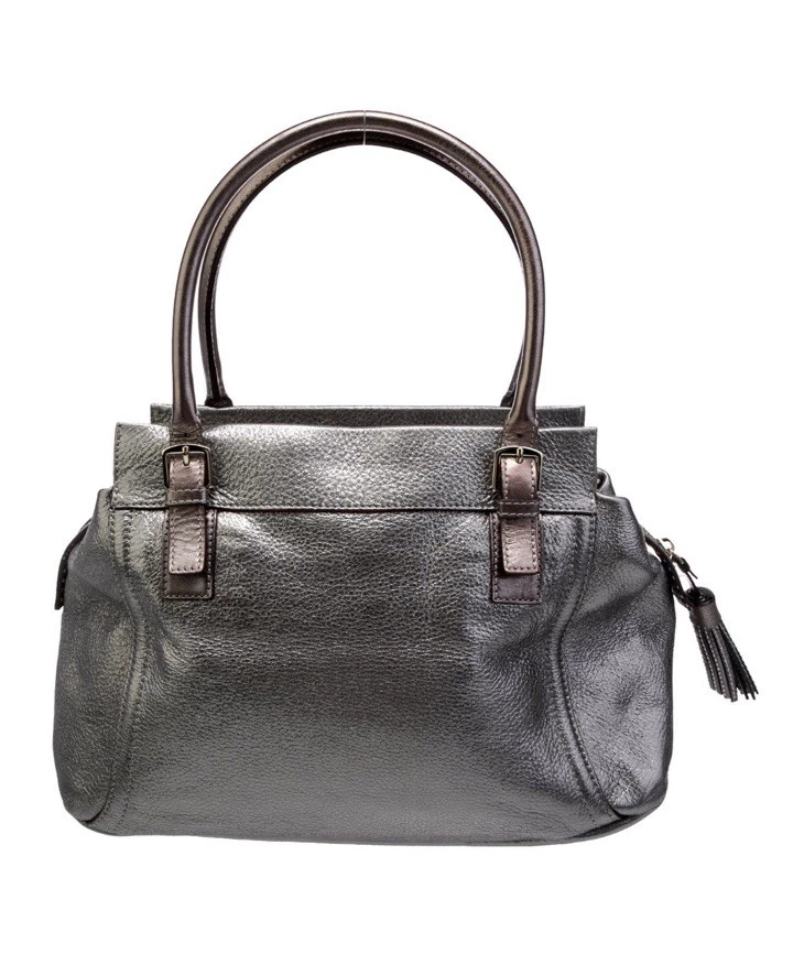 Сумка Kate Spade New York кожаная верхняя ручка металлик серебристая - Изображение 4 из 4