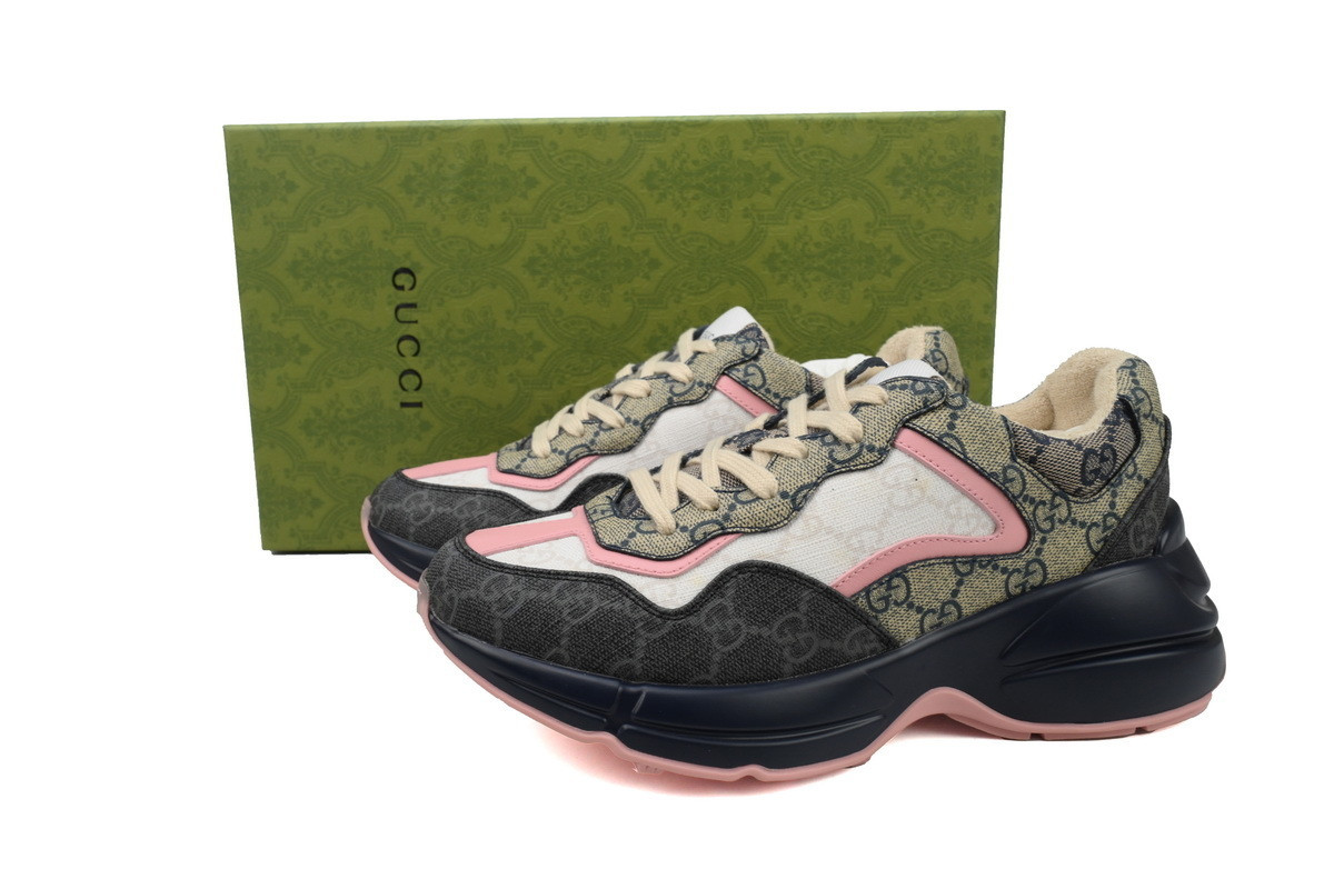 Gucci GG Rhyton Black Brown Pink Men's US Size New With Box Shoes