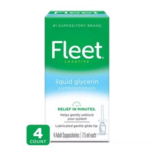 Fleet Laxative Liquid Glycerin Adult Suppositories 0.25 Oz 4 Ct Pack of 6