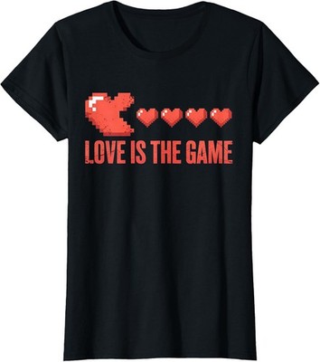 Valentine Retro Game Eating Hearts Gaming Ladies' Crewneck T-Shirt