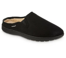 New Mens Isotoner Memory Foam Black Microsuede Hoodback Slippers Shoes XL 11 -12