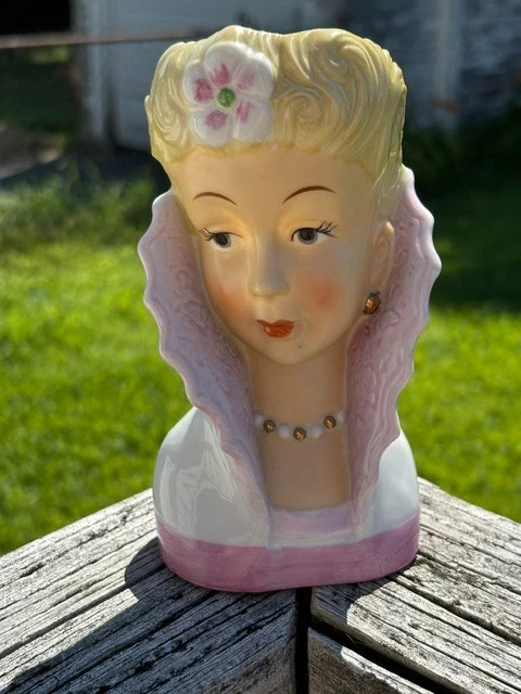 男女の陶器製置物 ピンク　ビンテージ オリエンタル　50s セラミックアーツ Pink Ceramic 1950-1959 Time Period Manufactured Collectible Vases