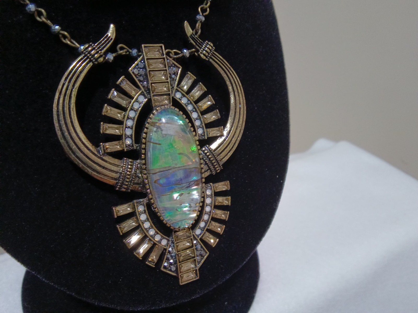 Ornate Multi-Stone/Rhinestone Statement Necklace … - image 1