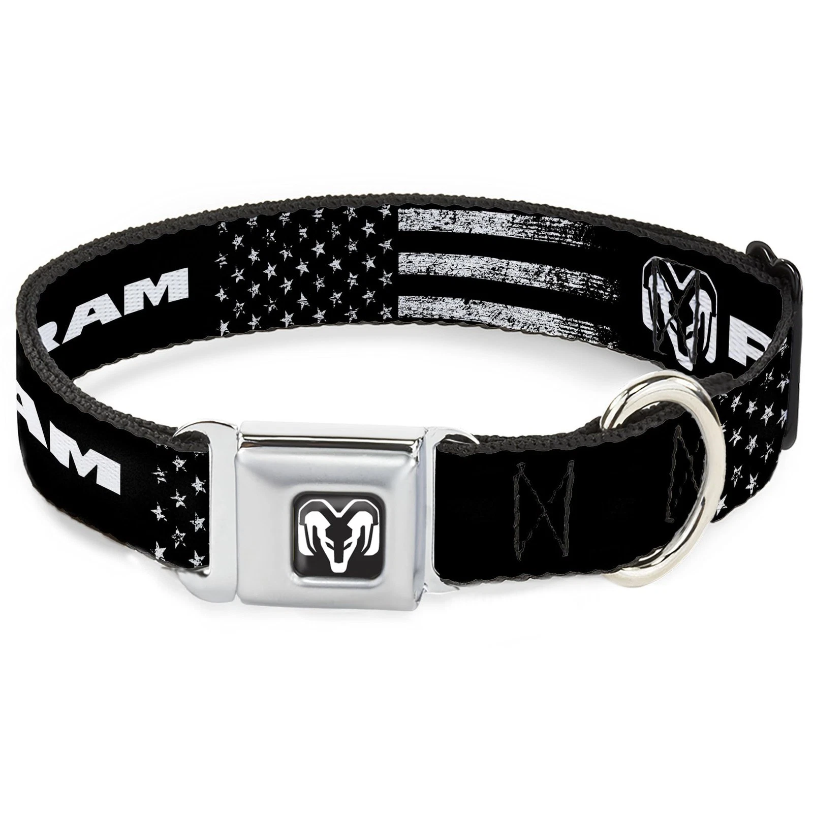 Dodge Pet Collar, Dog Collar Metal Seatbelt Buckle, Ram Text and Logo Americana