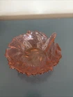 Vintage Blenko Glass Cabbage Leaf Bowl Rose- Dark Pink 6.5” USA Label Handcraft