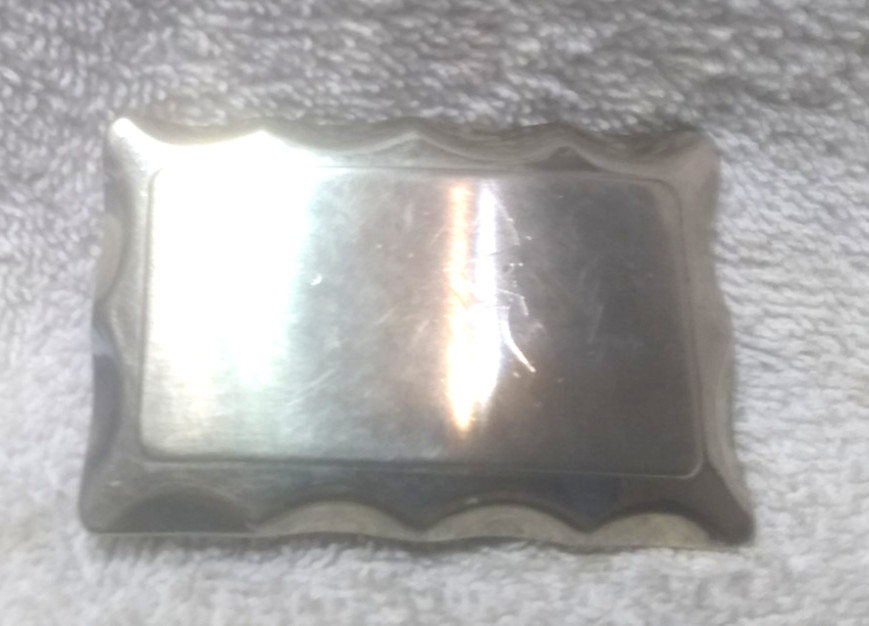 Silver Shiny Solid Beveled Edge Rectangle Belt Bu… - image 1