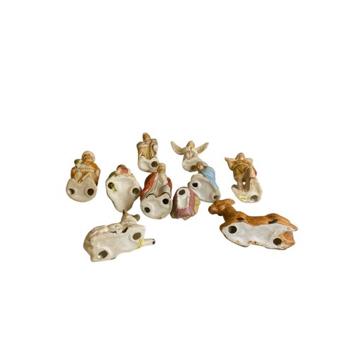 Vintage 10 Piece Ceramic Nativity Set Wise Men Sheep Jesus - Picture 10 of 11